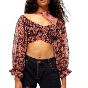 Tie-Back Floral Crop Top